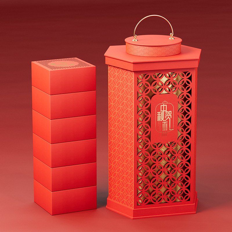 Premium laser cut gold stamping Mooncake gifts box for HK hotel